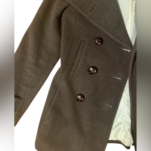 Wilfred Dark Mocha Brown Wool Cashmere Double-Breasted Pea Coat - Picture 4 of 11